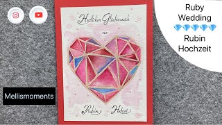 Karte zur Rubinhochzeit - 40 Jahre - Ruby Wedding Anniversary Card – 40 Years