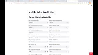 Mobile Price Prediction · Streamlit