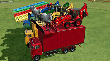 HORSE TRANSPORTING BY CAT BACKHOE LOADERS IN FS22 I FARMING SIMULATOR22 I I