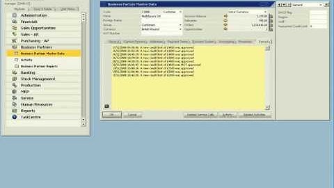 TaskCentre for SAP Business One Tutorial - Workflow - Credit Limit Increase Request