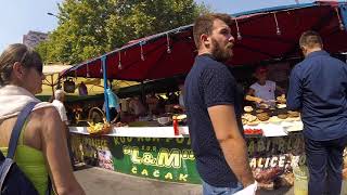 Фестиваль жаренного мяса, скары в Сербии. Festival of fried meat, scars in Serbia.