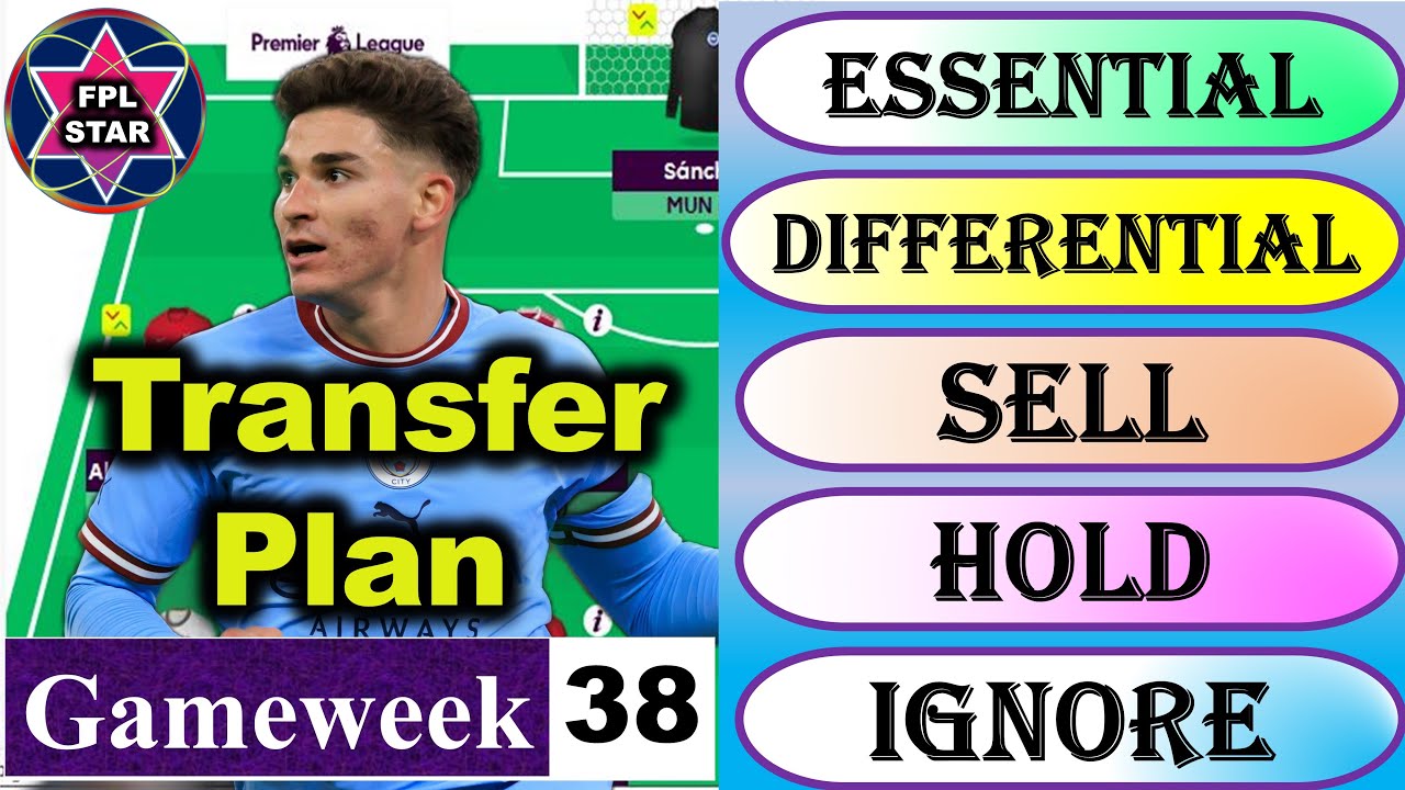 FPL Gameweek 38 Essential,  Differential, Sell,  Hold, Ignore Pick | FPL GW  38 Transfer Plan