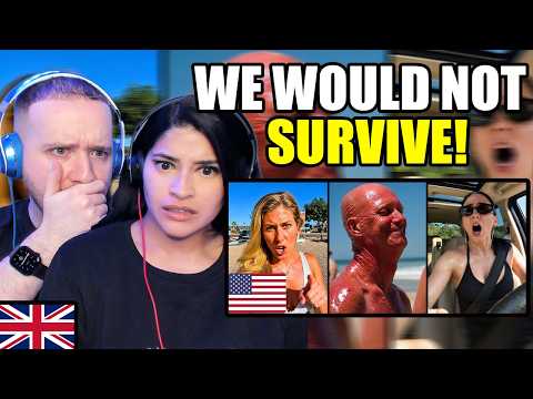 Couple From The UK Reacts to British Tourists Experience American Heat for the First Time!