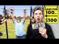 HANG FOR 100 SECONDS WIN $100 CHALLENGE (I Built My Own Bar)