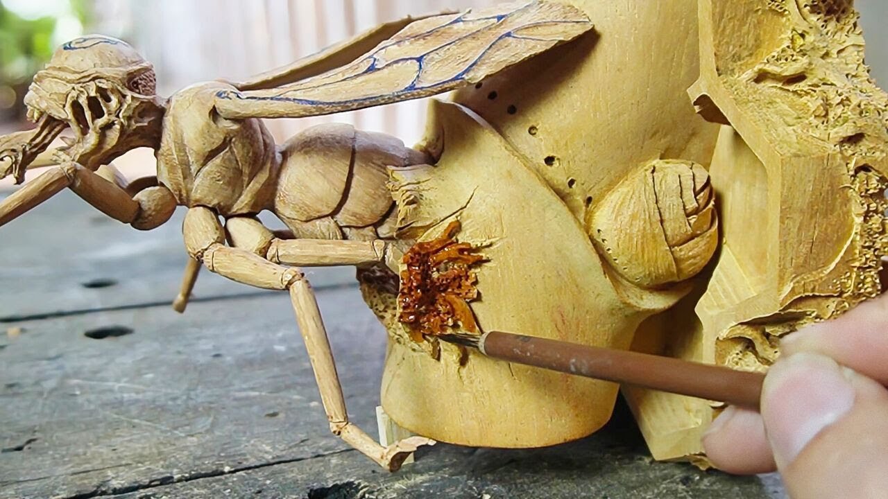 What's the SECRET to Making a REALISTIC Zombie Bee with Wood Carving?
