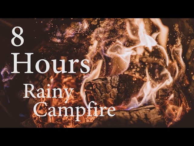 8 HOURS Campfire with Gentle Rain - Forest Bonfire Night Sleep Ambience