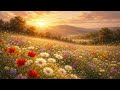 Golden Hour Wildflower Meadow at Sunset | Spring Serenity | 4K Frame TV Art