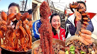 【大食い】海にはタコ、カニ、アサリなどの魚介類がたくさんあります。シーフードはおいしいです。一緒に食べましょう。กุ้งลายเสือ กุ้งล็อบสเตอร์ ผัดต้มแบบชาวประมง