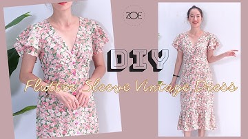 Sewing Flutter Sleeve Vintage Dress Develop Basic Pattern | Zoe DIY