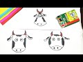 Learn how to draw and color 3 cows, drawing &amp; painting from basic shapes for kids, coloring activity