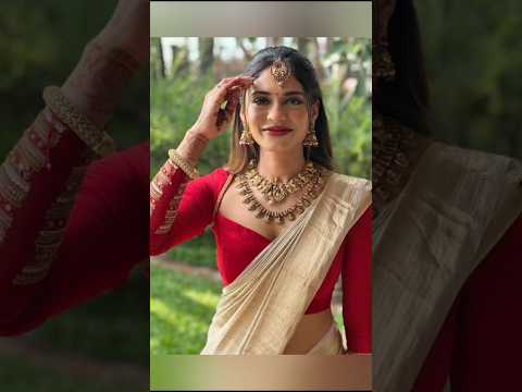 Red blouse contrast saree #blouse #red #saree #fashion #trending #shorts