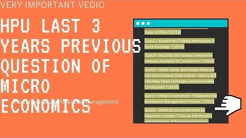 HPU Bcom 3rd year ❤️Micro Economics ❤️ Previous year Question Scanner