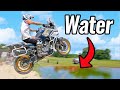 Street Bike Jump into Pond