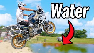 Street Bike Jump into Pond