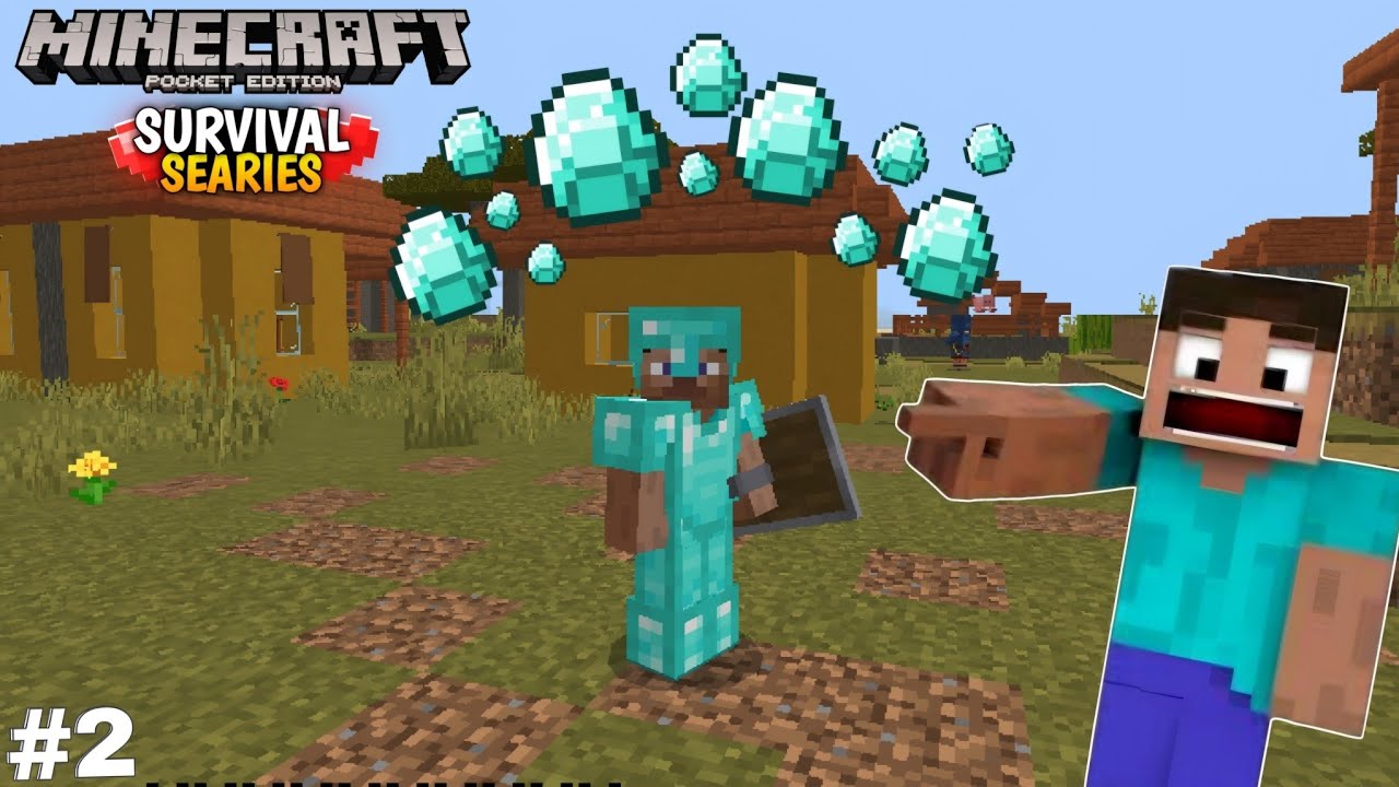 I GOT DIAMOND ARMOR IN MINECRAFT PE SURVIVAL PART 2 - YouTube
