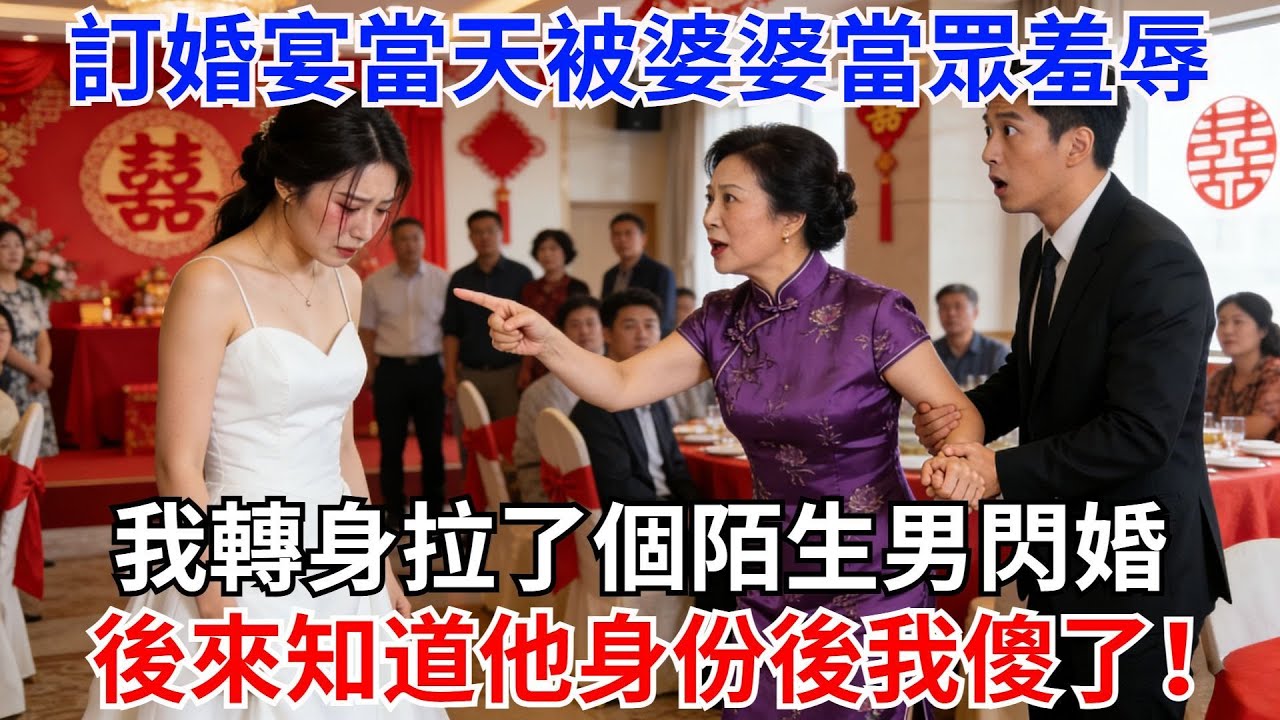 訂婚宴當天被婆婆當眾羞辱，我轉身拉了個陌生男閃婚，本以為他只是個沒工作的窮小子，後來知道他身份後我傻了！#故事#情感