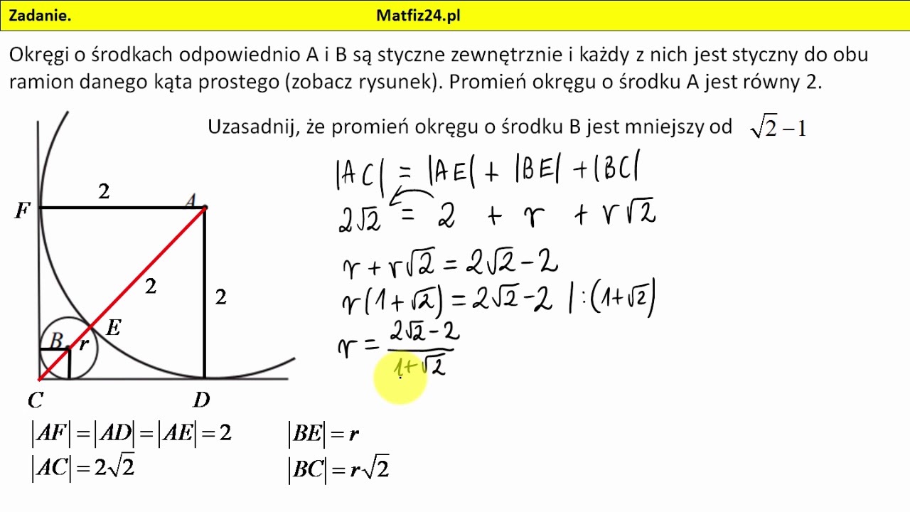 Sprawdzian 2 Klasa Matematyka Rozszezoba Styczne Zadanie 29. Matura 2018 matematyka. Okręgi styczne | MatFiz24.pl - YouTube