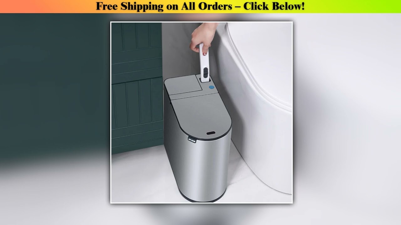 Narrow Slit Stainless Steel Trash Can Small Oval Poubelle for Kitchen and Indoor Use Smart Trash