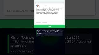 ✅ TRUE: "Micron donated $250 million to Trump Accounts" #Shorts