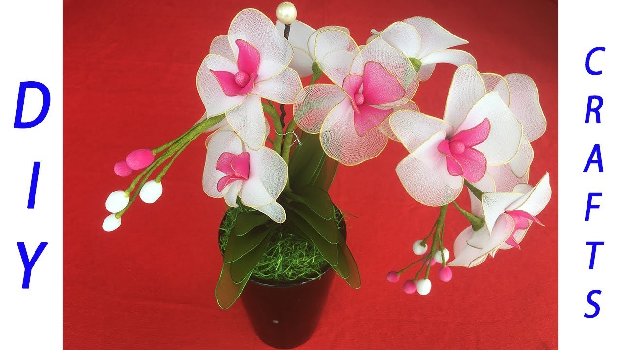 How to Make Stocking Flowers Orchid Flowers Tutorial YouTube