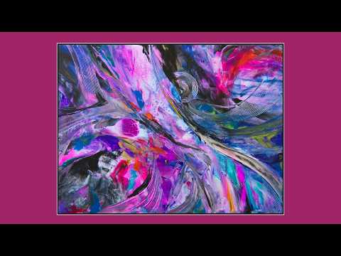 #10,413 Fluid Acrylics Mark Making, Spatula Swiped Painting 8.09.26 Experimental art