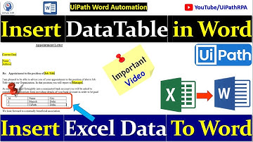 Insert Data Table in Word Document UiPath | UiPath Word Automation | UiPath RPA
