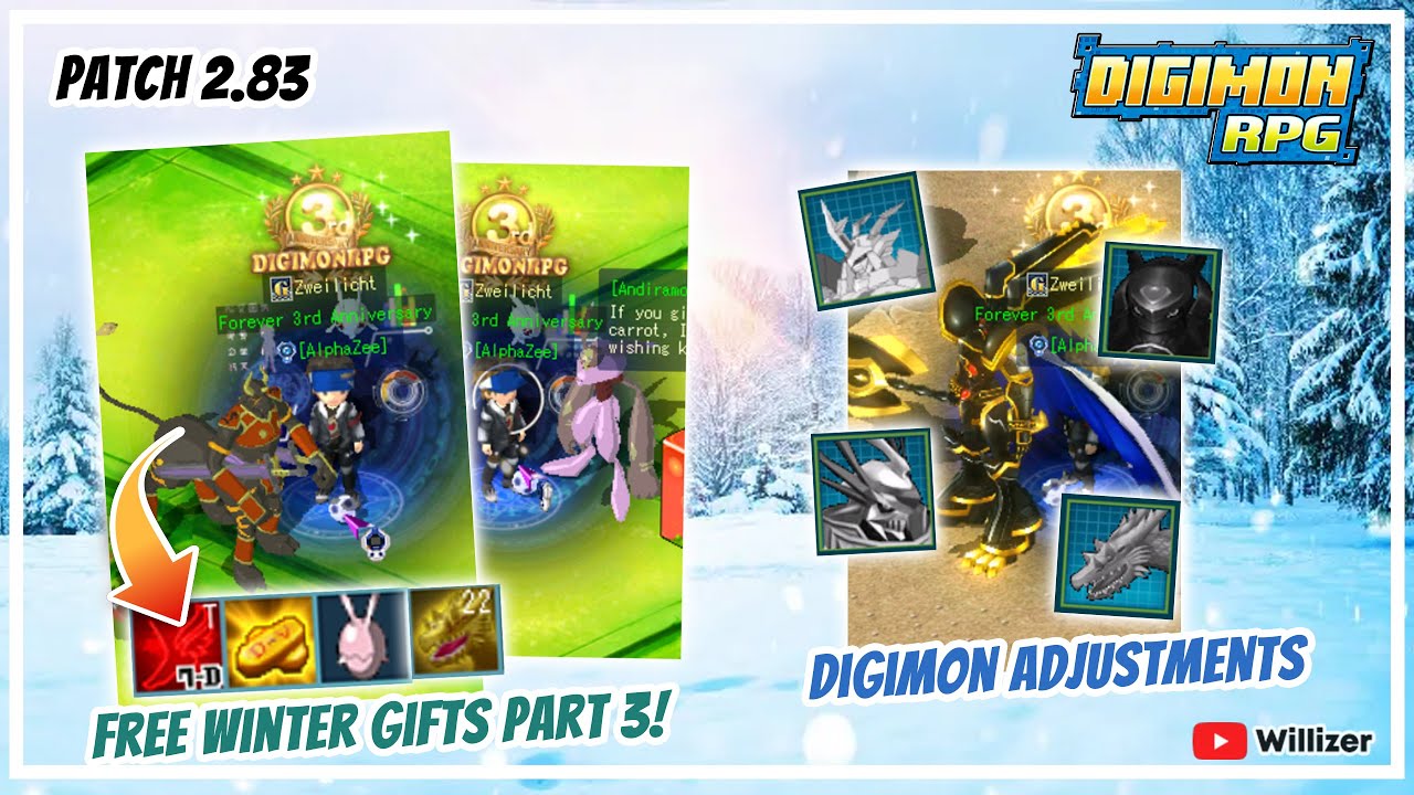Digimon RPG - Digimon Adjustments, Free Winter GIFT, and Patch 2.83