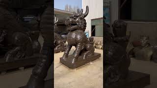 🌟 Introducing our magnificent Brass Qilin Sculpture, standing tall at 2.8 meters.