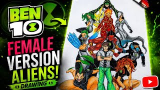 Ben 10 Female version alians drawing || ben 10 drawing || ben 10 alien drawing 