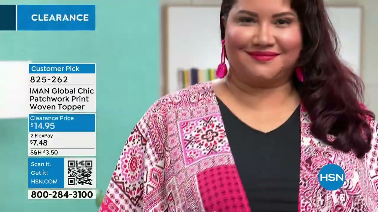 IMAN Global Chic Patchwork Print Woven Topper