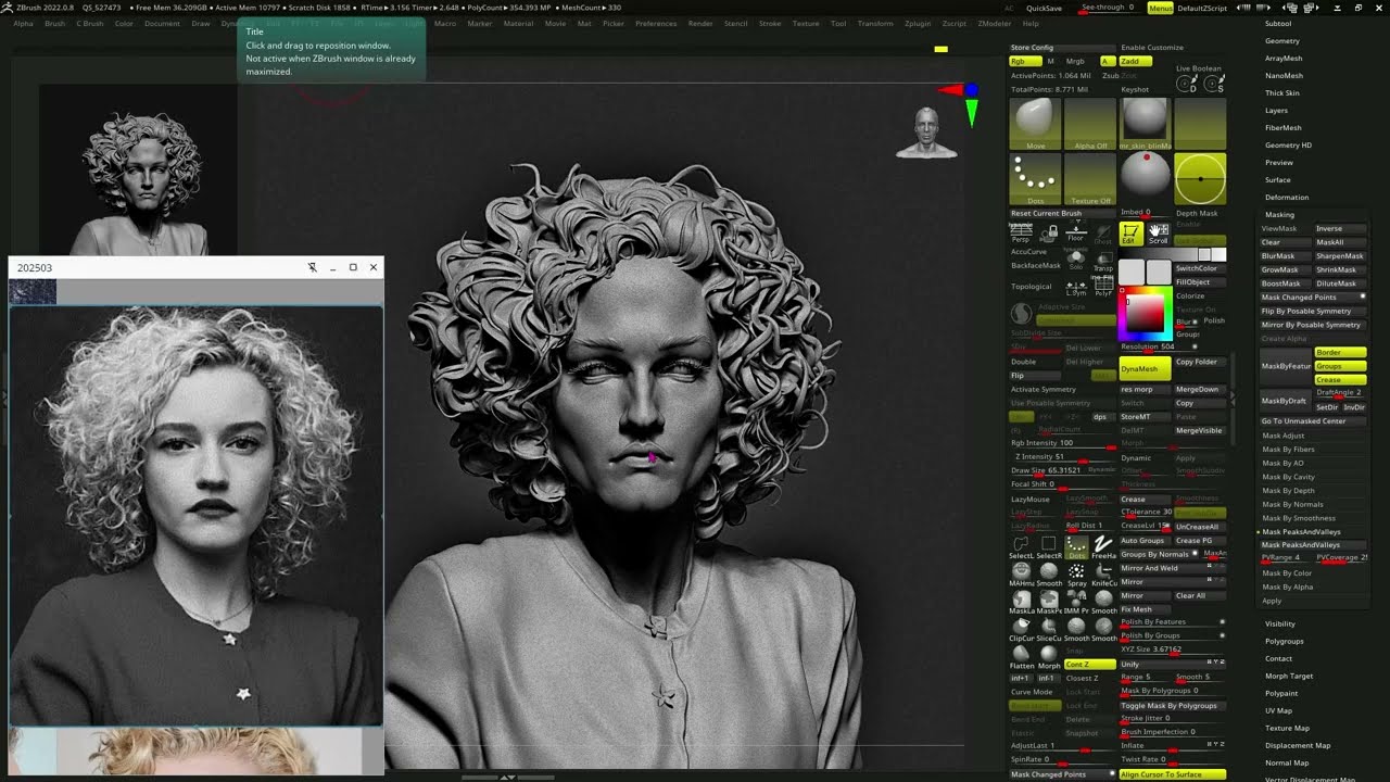 zbrush bust sculpting of  Julia Garner