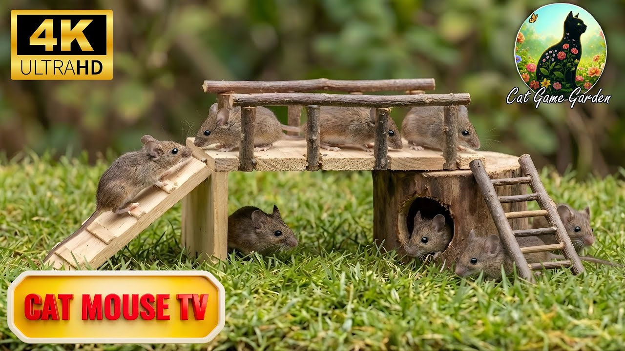 Cat TV Mouse Game ⚡ Fast Realistic Mouse Action 4K | Cat Game Garden