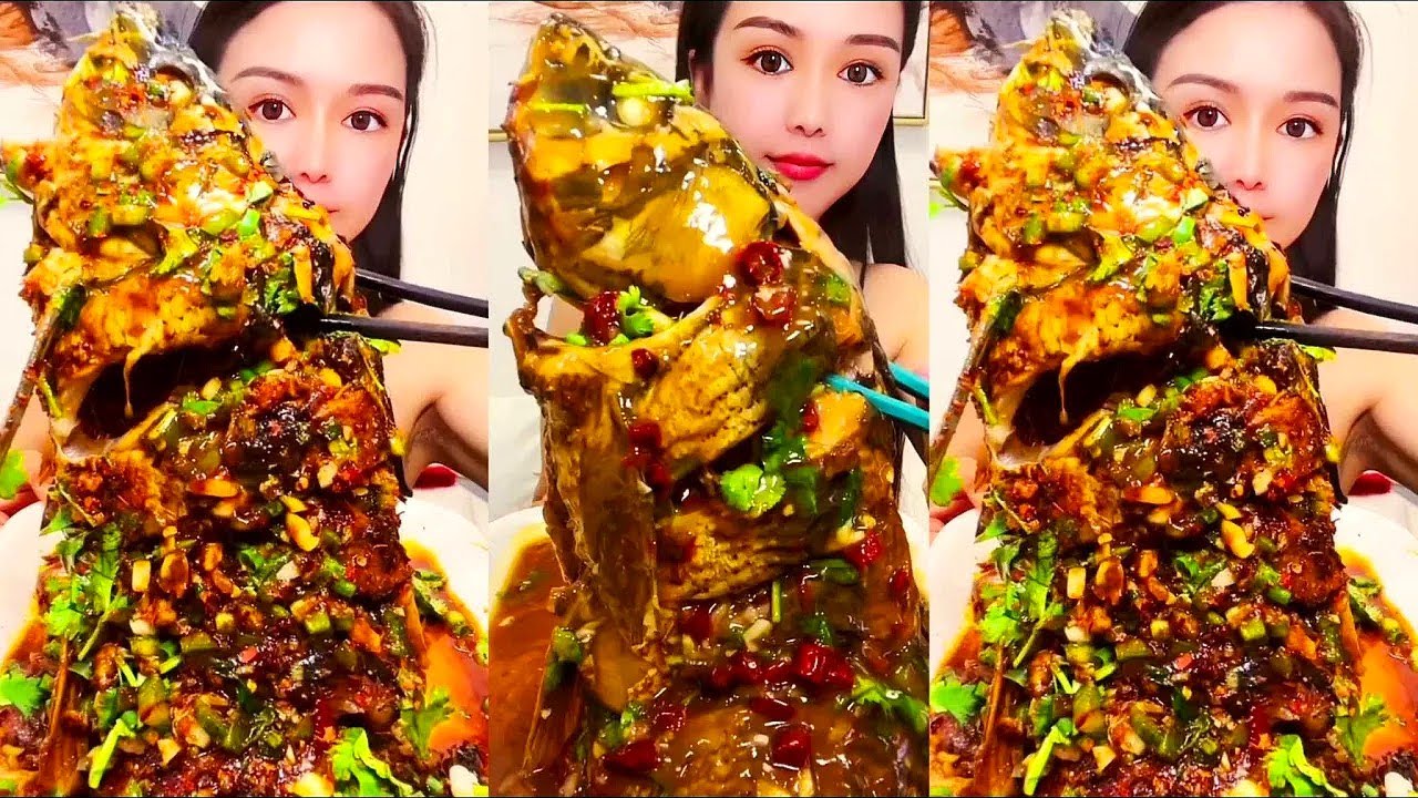 Chinese Food Mukbang: Enjoying Fish Head Curry with Spicy Seafood and ASMR Eating Sounds