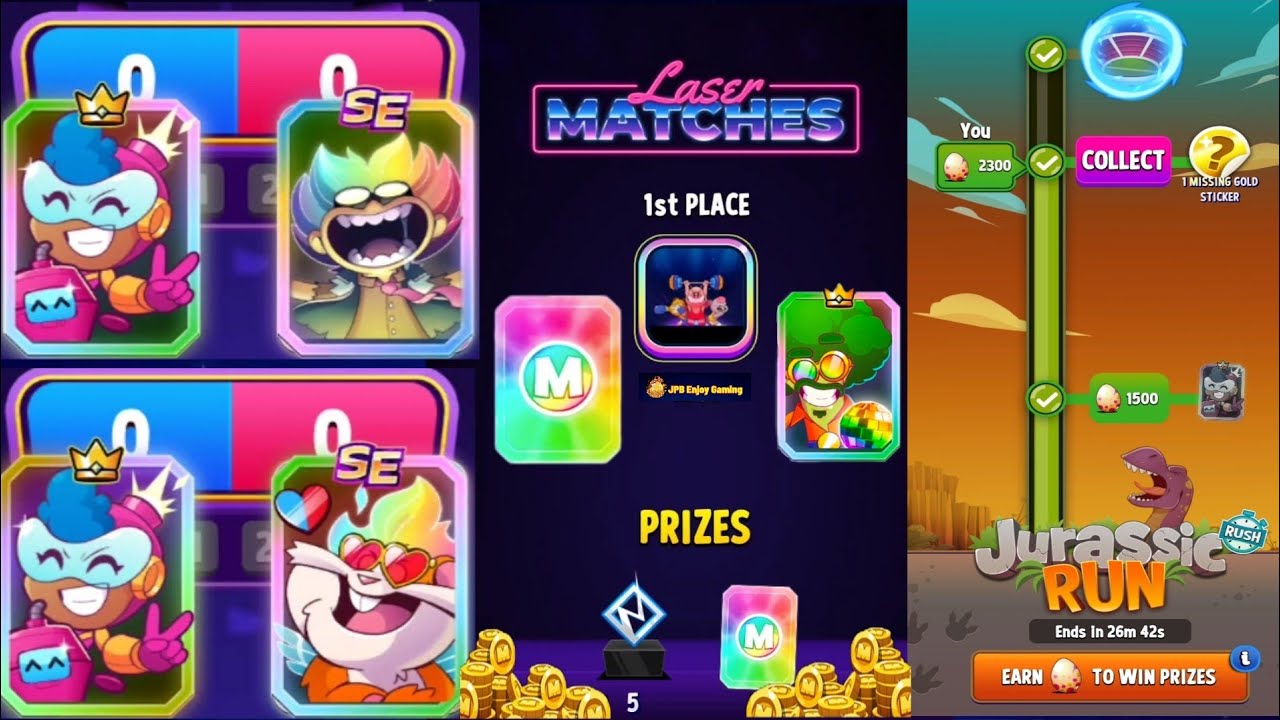 Free Legendary booster Laser Matches tournament, Jurassic Run Complete