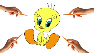 رسم سهل جدا | كيف ترسم تويتي | رسم تويتي | رسم سهل كرتون | تعليم الرسم للمبتدئين how to draw tweety