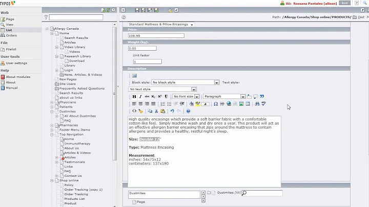 TYPO3 - adding & editing products with tt_products