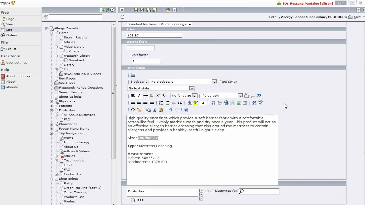 TYPO3 - adding & editing products with tt_products