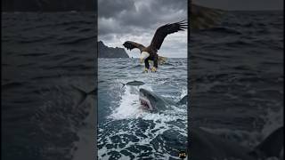 Shark vs. Bald Eagle: Ultimate Battle for Food! 🦅💥🦈 Watch till the end! 👈 #shorts