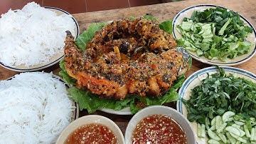 Cá lóc khủng thêm cắm câu trúng mánh Cá Lóc. CÁ CHIÊN GIÒN CHANH DÂY - Bin Đen & Family # 207