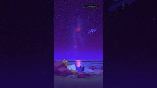 Homer Simpson Stargazing Beach Sunset Live Wallpaper