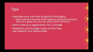 Overview of Summer Youth Program Fund
