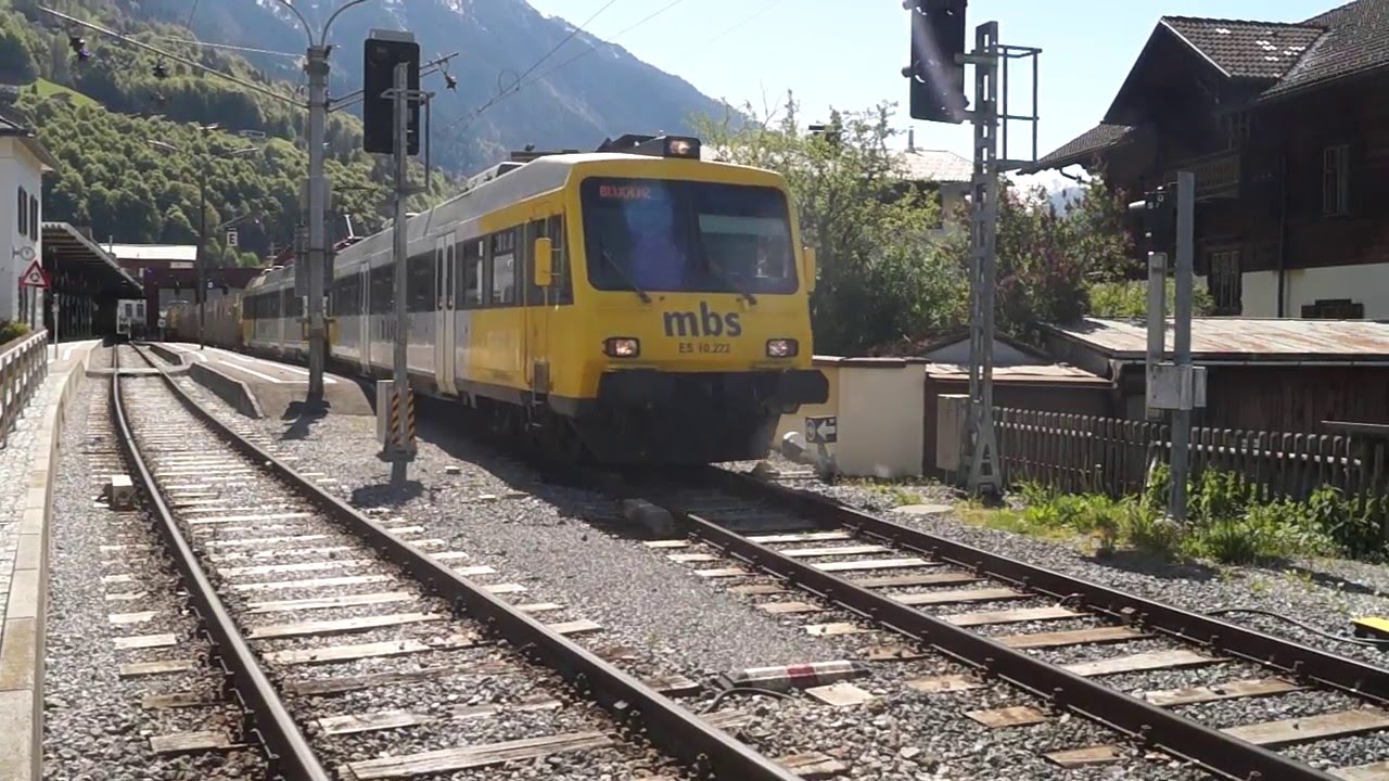 ET 10.122 & ES 10.222 du Montafonerbahn devant un train de bois à Schruns (A)
