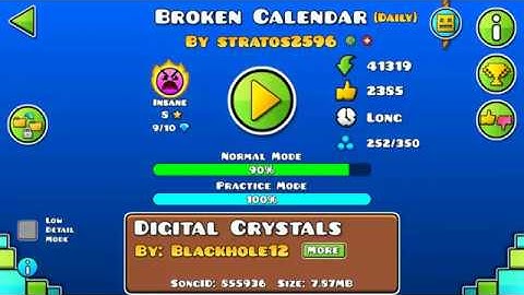 Geometry Dash 幾何衝刺: Broken Calendar by stratos2596 (Daily Level) (60hz)