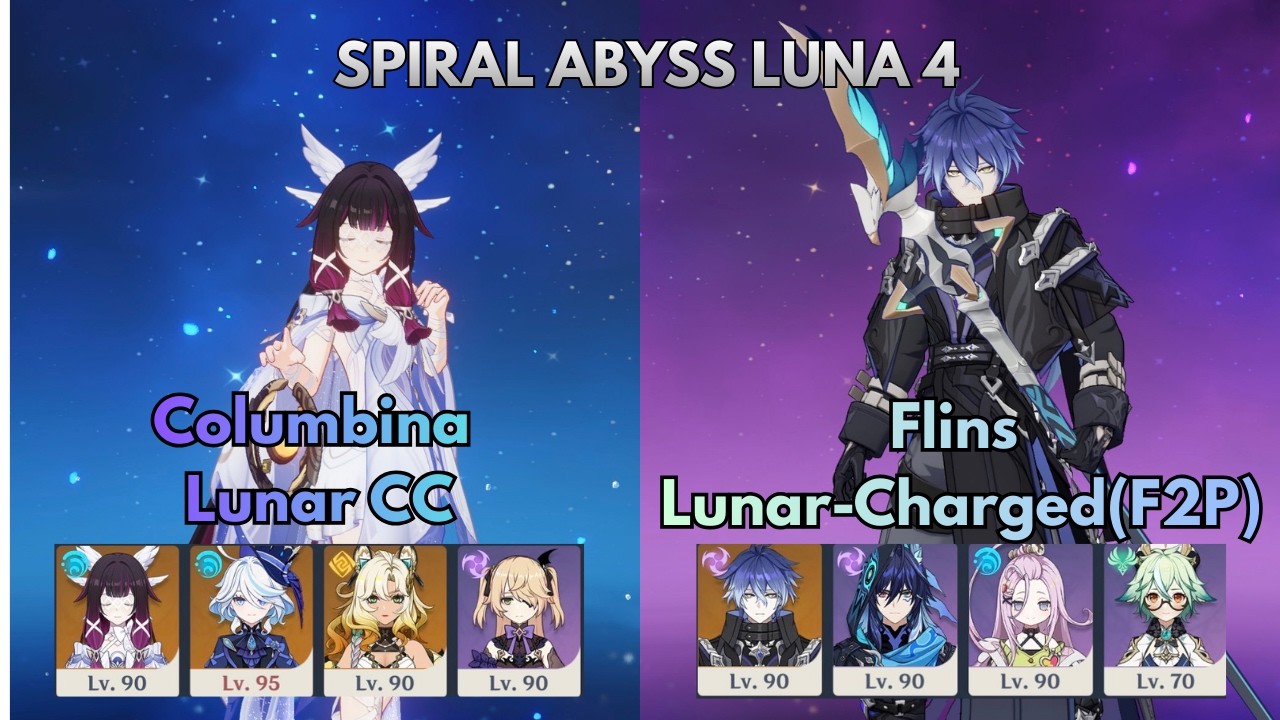 C0 Columbina Lunar & Flins (F2P) Lunar-Charged | Luna 4 Abyss | Genshin Impact | Mobile Gameplay.