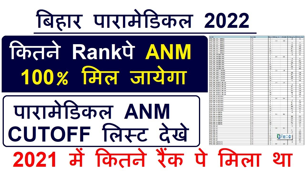 Bihar Paramedical 2022 Cutoff ANM |Bihar Paramedical PM|pmm Cutoff 2022|Paramedical ANM Cutoff 2022