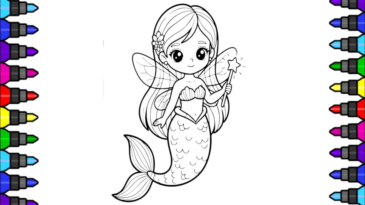 Easy Cartoon Mermaid Drawing for Kids | 