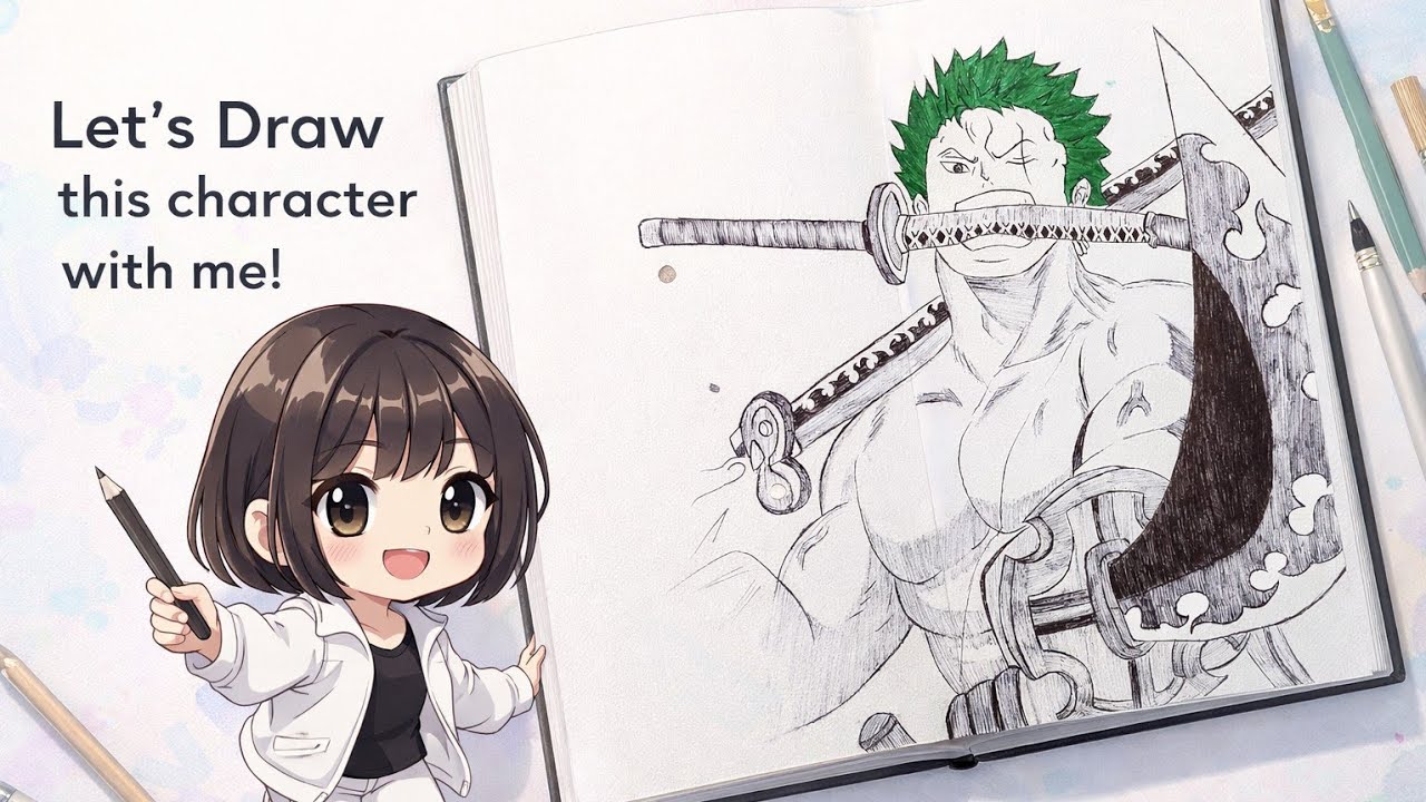 Step by Step Anime Drawing | Zoro Inspired Art | One piece 