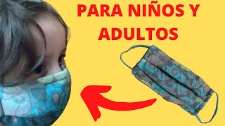 Cómo HACER 1 CUBREBOCAS con FILTRO o 1 MASCARILLA CASERA de TELA para niños y adultos.