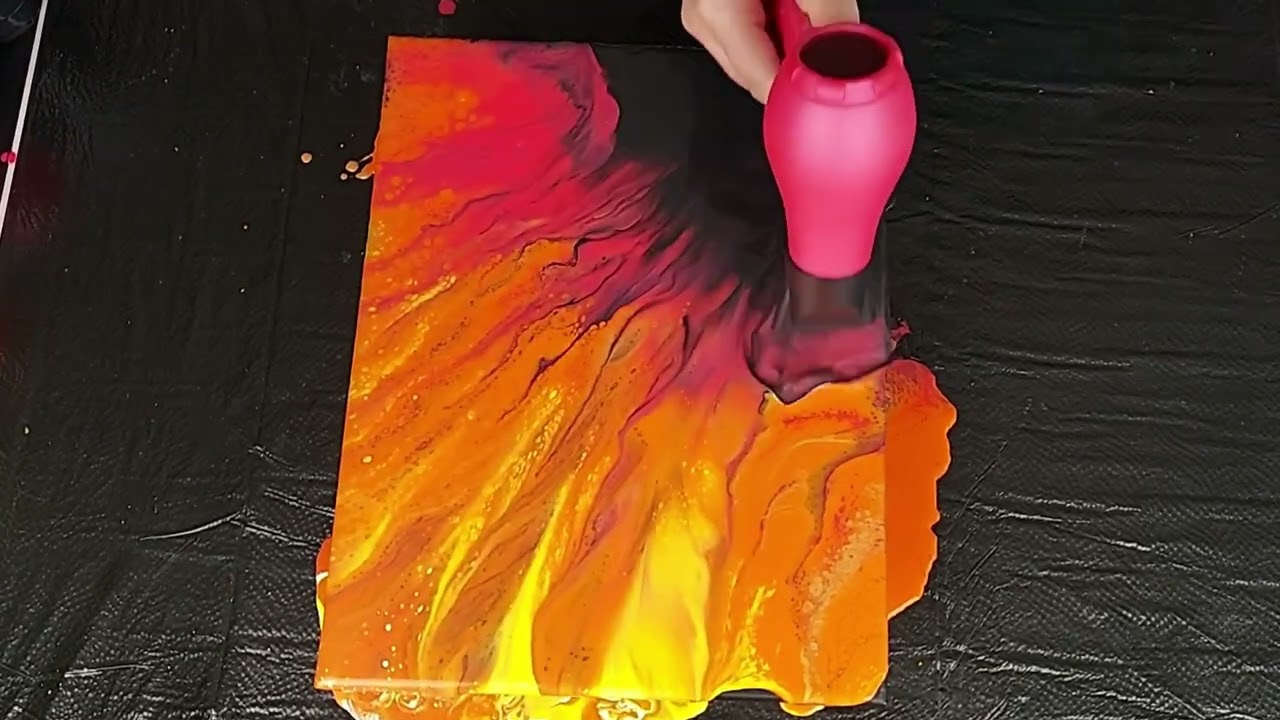 Painting fire - Dutch pour painting technique