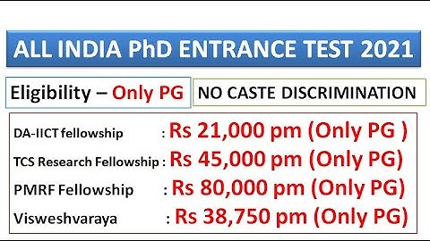 All INDIA PhD Entrance Test 2021 | Only PG Fellowship No Caste Discrimination | UGC NET Exempt